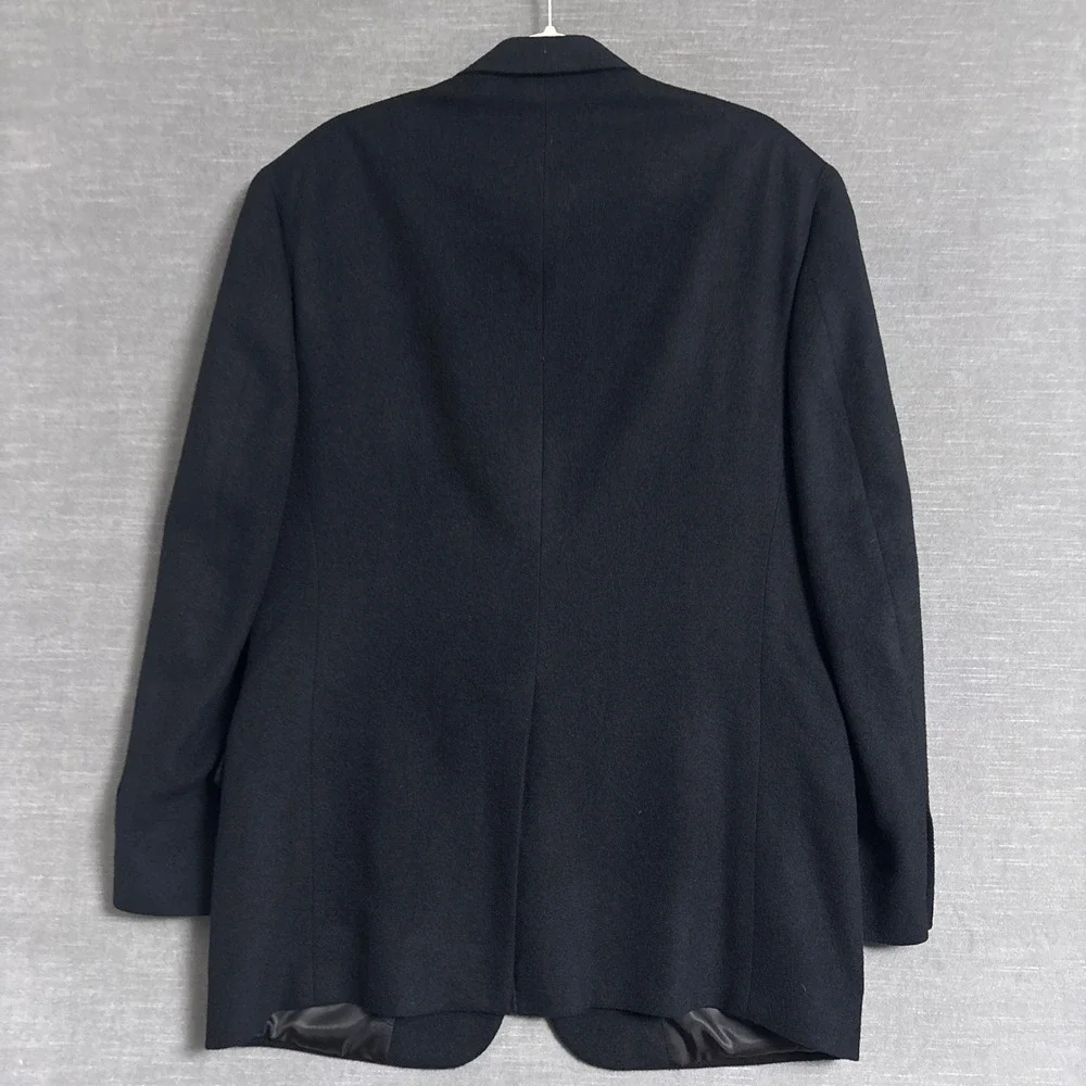 Roundtree Yorke Sport Coat 42L Black Fleece Camel Hair Blazer Jacket Classic